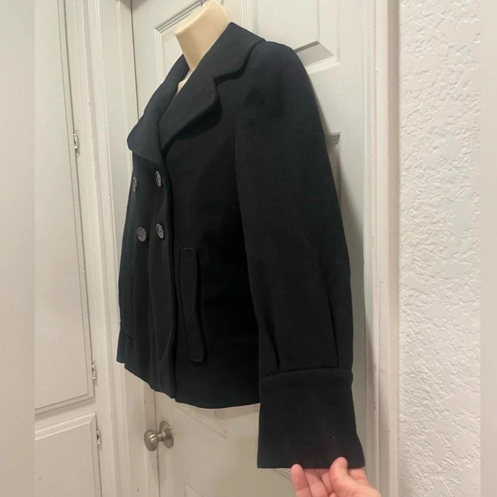 Banana Republic Wool Blend Short Black Peacoat - Size Small - EUC
